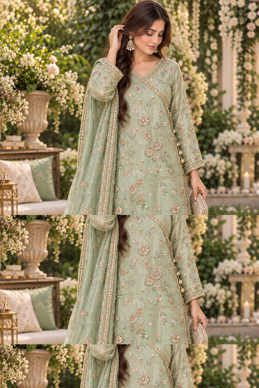 Green sheesha silk formal