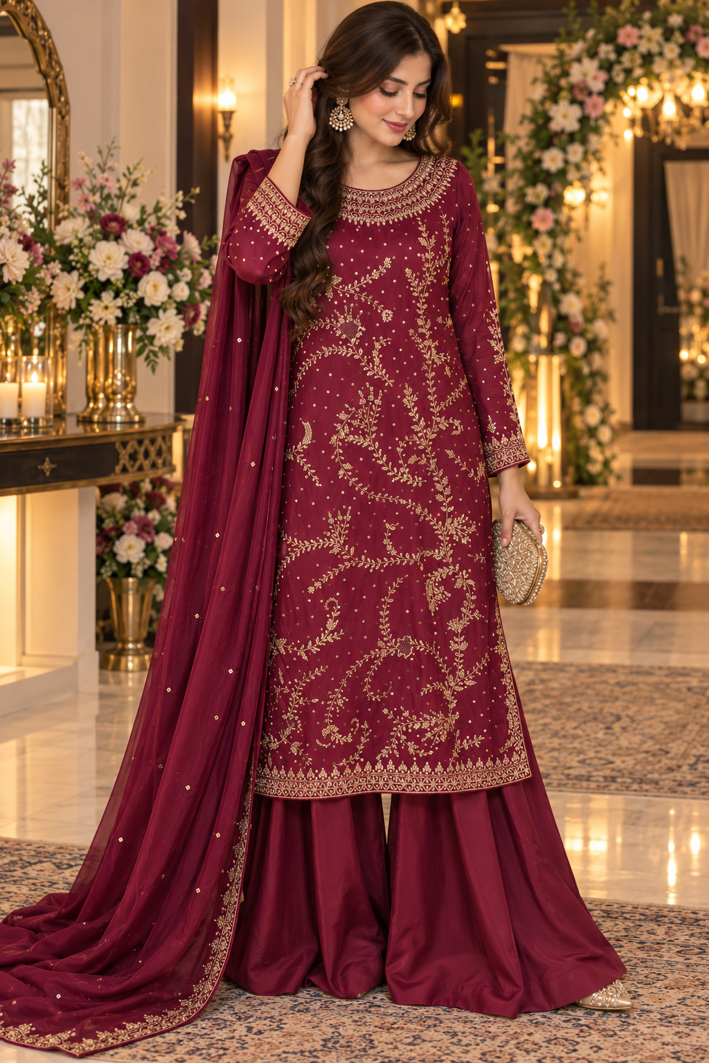 Shocking pink sheesha silk formal